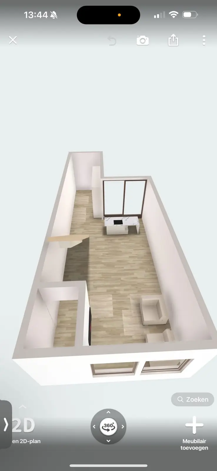 Ontwerpplattegrond met keuken aan de achterzijde